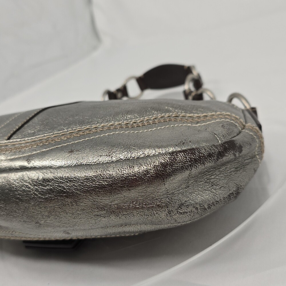 Rare Vtg Y2K Coach F10595 Soho Buckle Flap Gunmetal Leather Shoulder Bag/Hobo - Picture 10 of 16